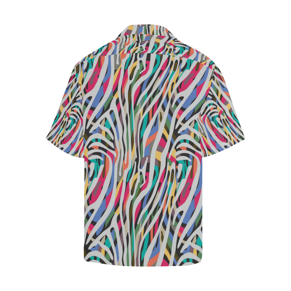 Colorful zebra skin pattern Men's All Over Print Hawaiian Shirt