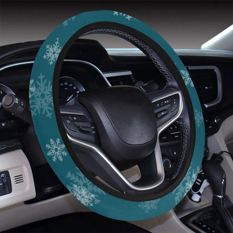 Snowflake pattern dark background Car Steering Wheel Cover