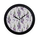 lavender flower design pattern Elegant Black Wall Clock