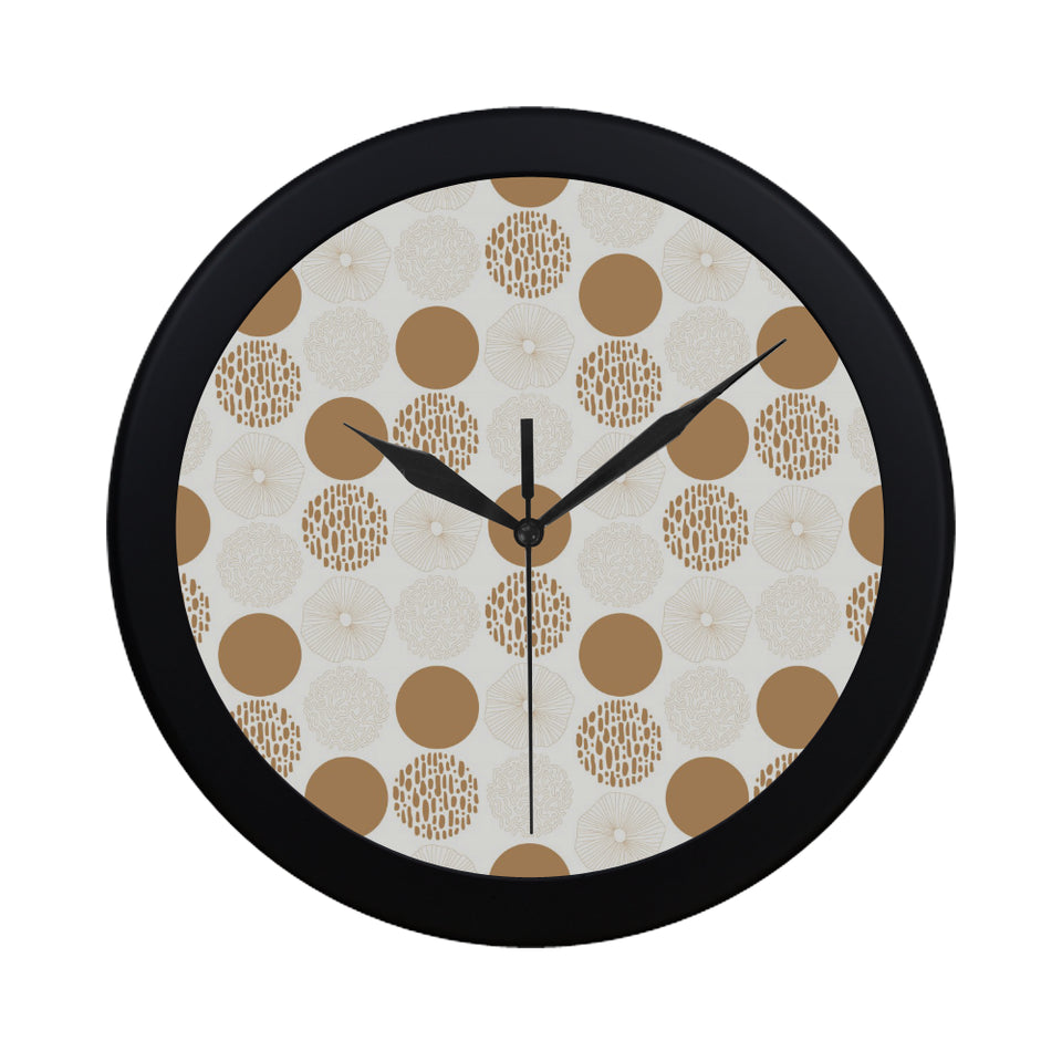 Gold Texture mushroom pattern Elegant Black Wall Clock