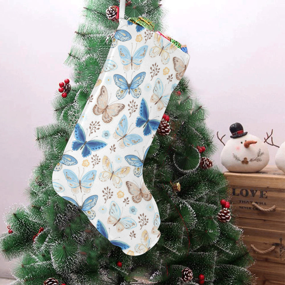 blue butterfly pattern Christmas Stocking