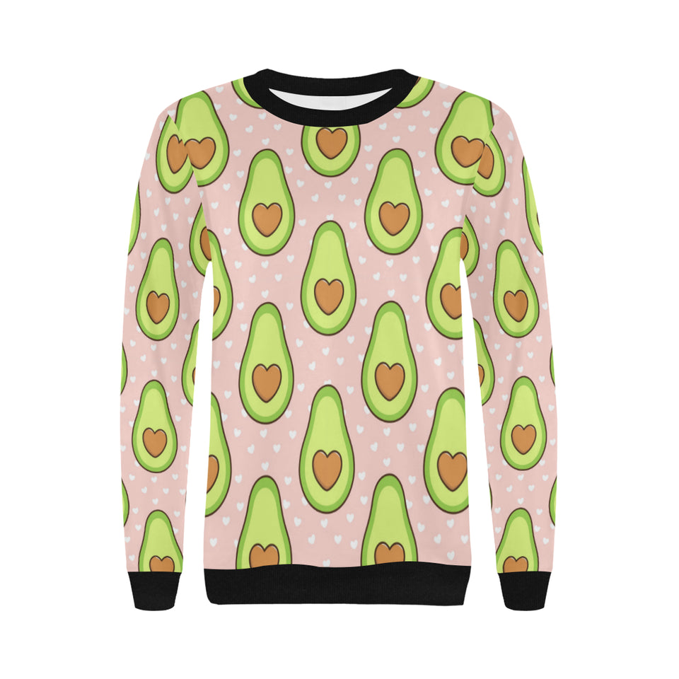 Avocado heart pink background Women's Crew Neck Sweatshirt
