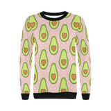Avocado heart pink background Women's Crew Neck Sweatshirt