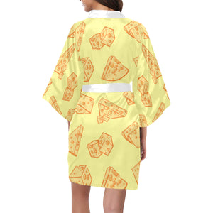 Cheese design pattern Women's Short Kimono Robe