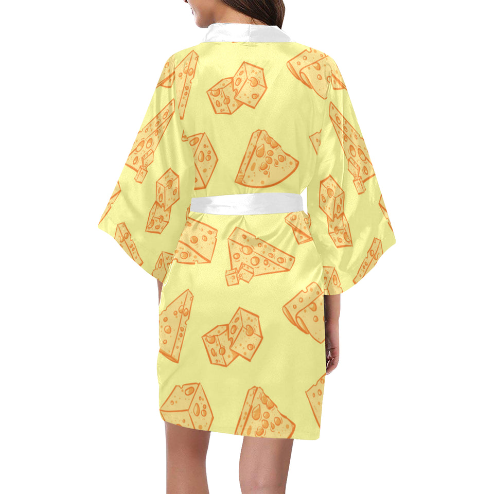 Cheese design pattern Women's Short Kimono Robe