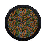 Colorful papaya tropical leaves Elegant Black Wall Clock