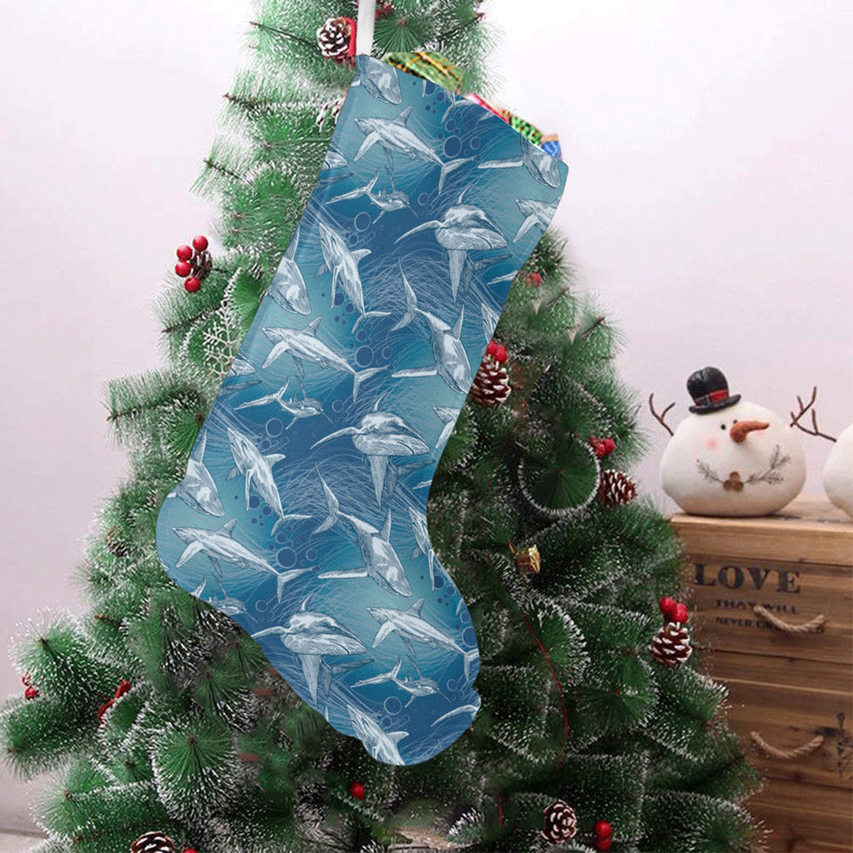 Shark hand drawn Christmas Stocking