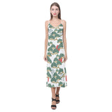 Bonsai red sun japanese pattern V-Neck Open Fork Long Dress