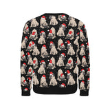 Christmas Pugs Santa_s red cap pattern Men's Crew Neck Sweatshirt