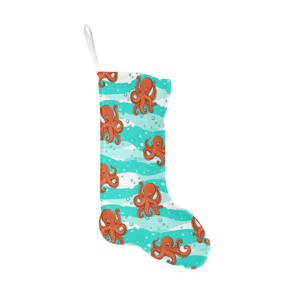 Octopuses sea wave background Christmas Stocking