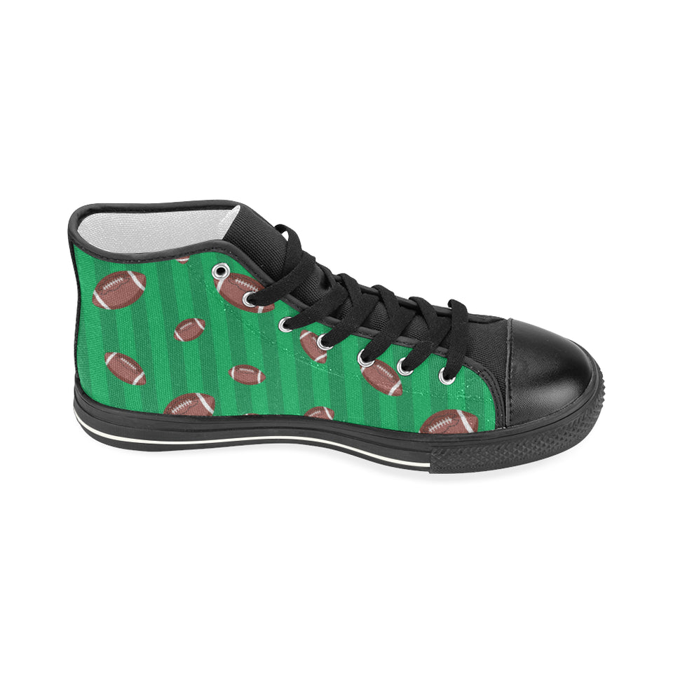 American football ball field background Women's High Top Canvas Canvas Shoes Black