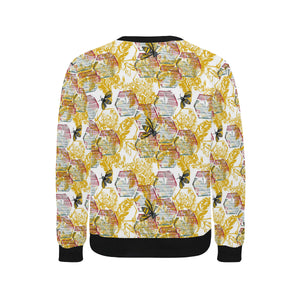Cool Bee honeycomb leaves pattern Men's Crew Neck Sweatshirt