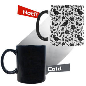 Crow dark floral pattern Morphing Mug Heat Changing Mug