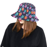 Pineapples pattern zigzag background Unisex Bucket Hat