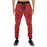Gold dragons red background Unisex Casual Sweatpants
