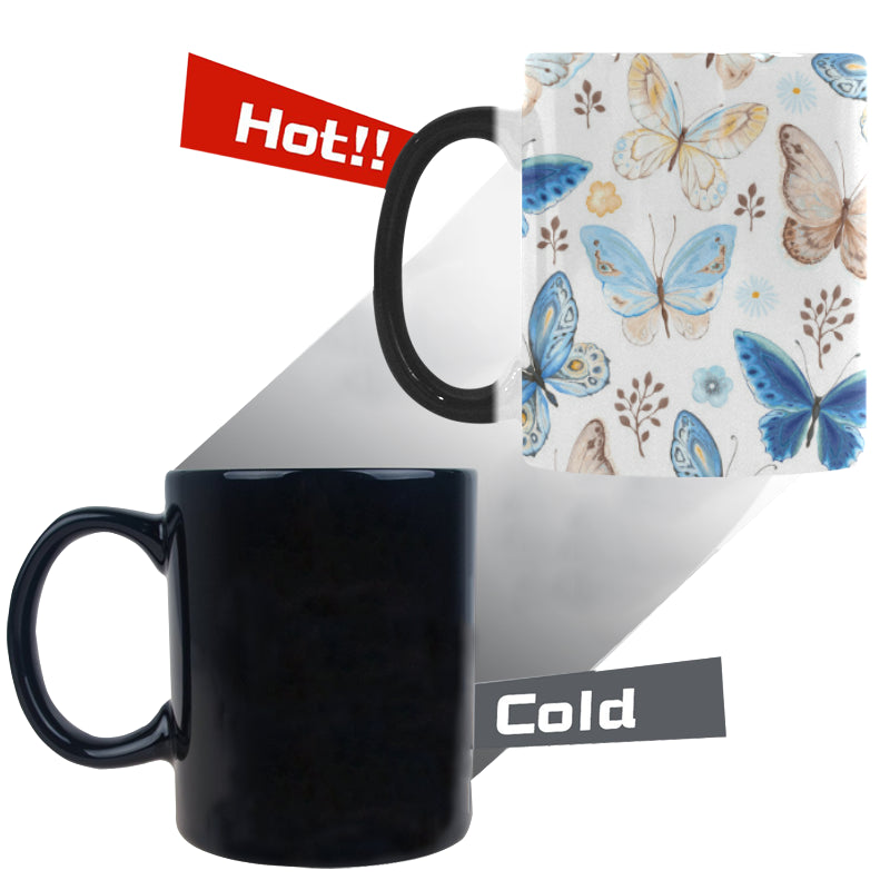blue butterfly pattern Morphing Mug Heat Changing Mug
