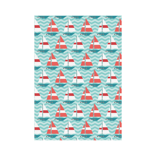 Red White sailboat wave background House Flag Garden Flag