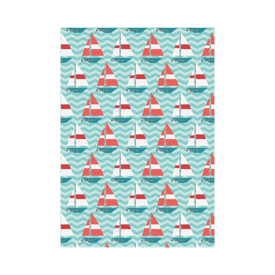 Red White sailboat wave background House Flag Garden Flag