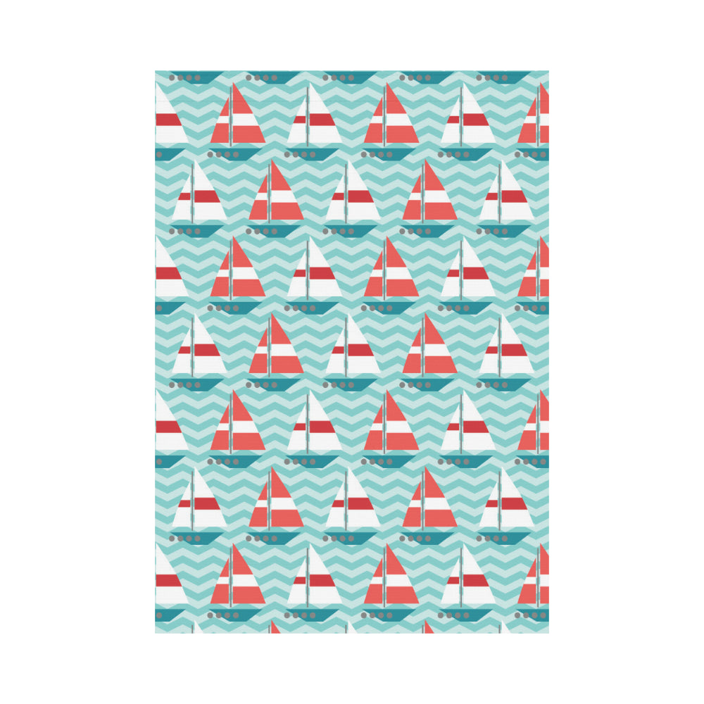 Red White sailboat wave background House Flag Garden Flag