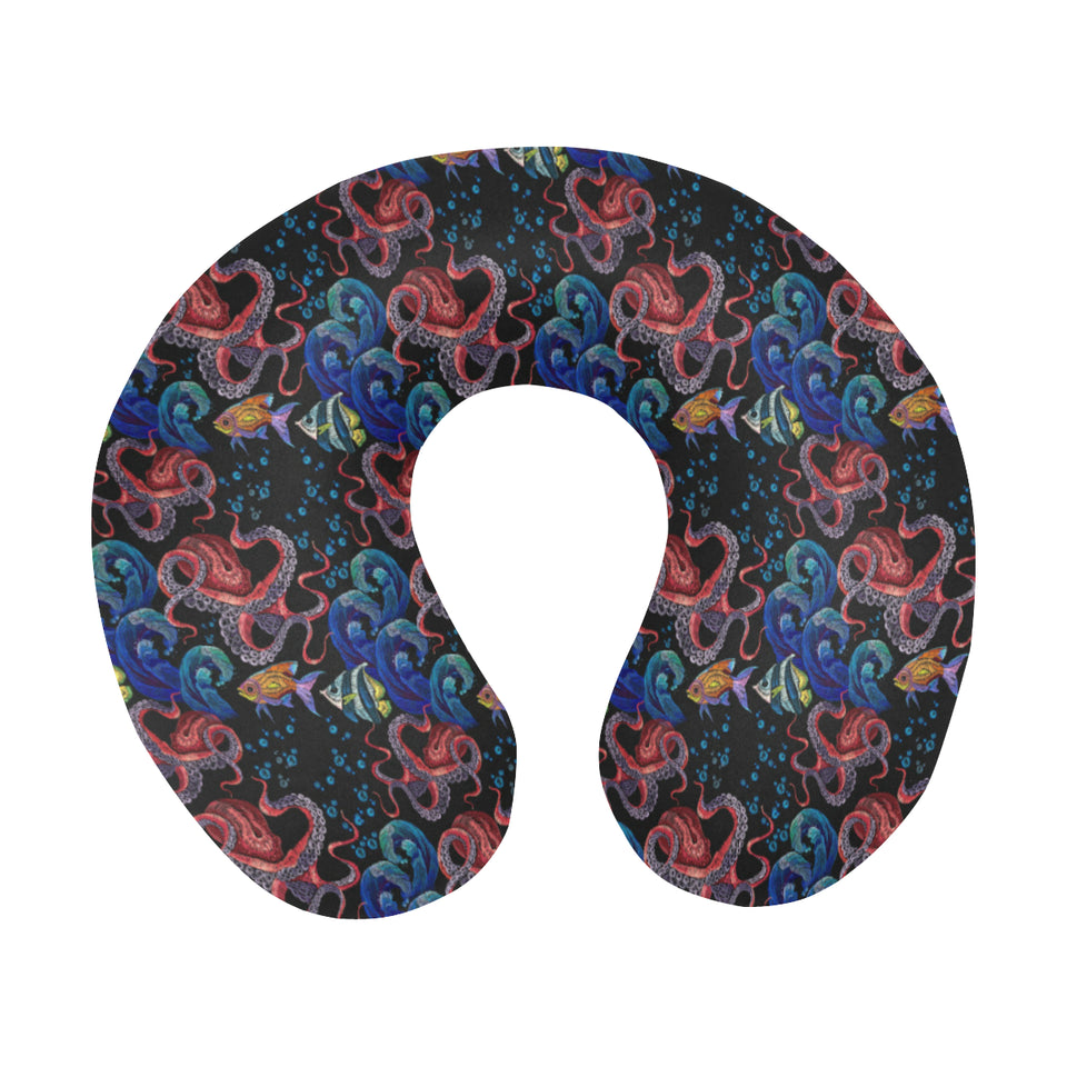 Octopus sea wave tropical fishe pattern U-Shaped Travel Neck Pillow