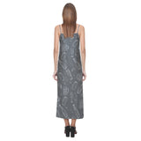 Beer hand drawn pattern V-Neck Open Fork Long Dress