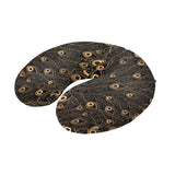 Gold peacock feather pattern U-Shaped Travel Neck Pillow