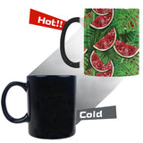 Watermelons tropical palm leaves pattern backgroun Morphing Mug Heat Changing Mug