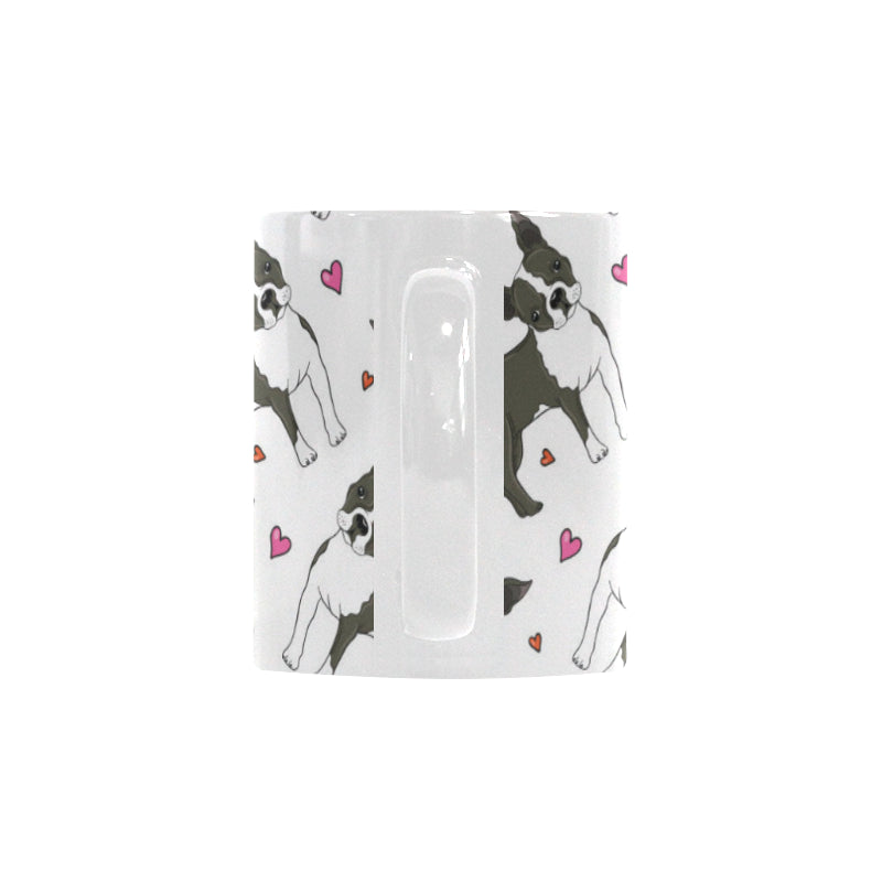 Boston terrier dog hearts vector pattern Classical White Mug (Fulfilled In US)