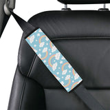 Cute rainbow clound star pattern blue background Car Seat Belt Cover