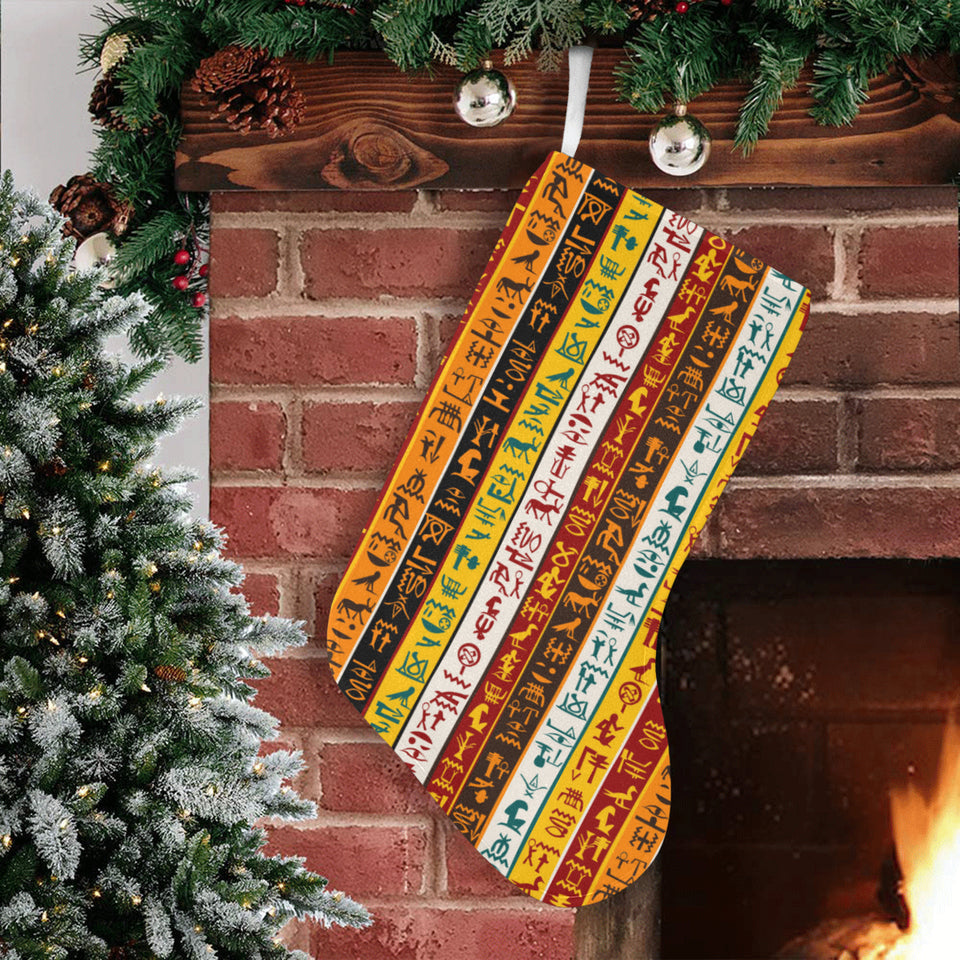 Egypt Hieroglyphics Pattern Print Design 01 Christmas Stocking