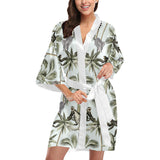 Monkey sloth lemur palm trees pattern Women's Short Kimono Robe