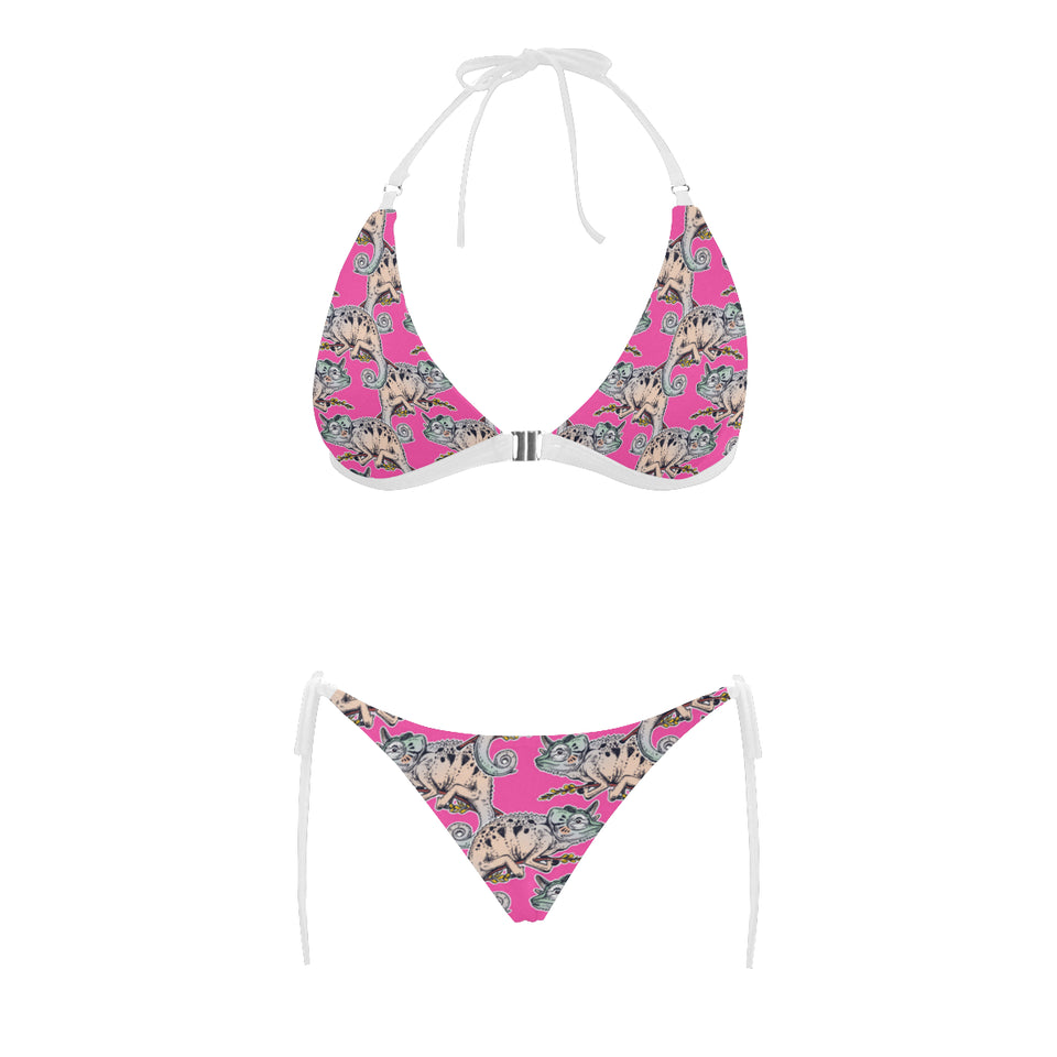 Chameleon lizard pattern pink background Sexy Bikinis Two-Piece Swimsuits
