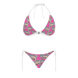 Chameleon lizard pattern pink background Sexy Bikinis Two-Piece Swimsuits