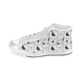 Crows floral wreath rabbit pattern Men's High Top Canvas Shoes White