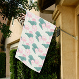 Pink lotus waterlily leaves pattern House Flag Garden Flag