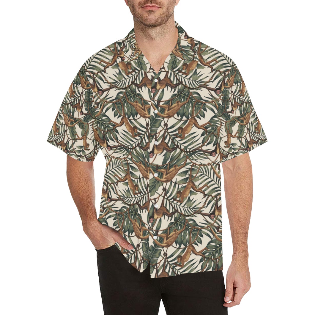 Monkey tropical leaves background Men's All Over Print Hawaiian Shirt