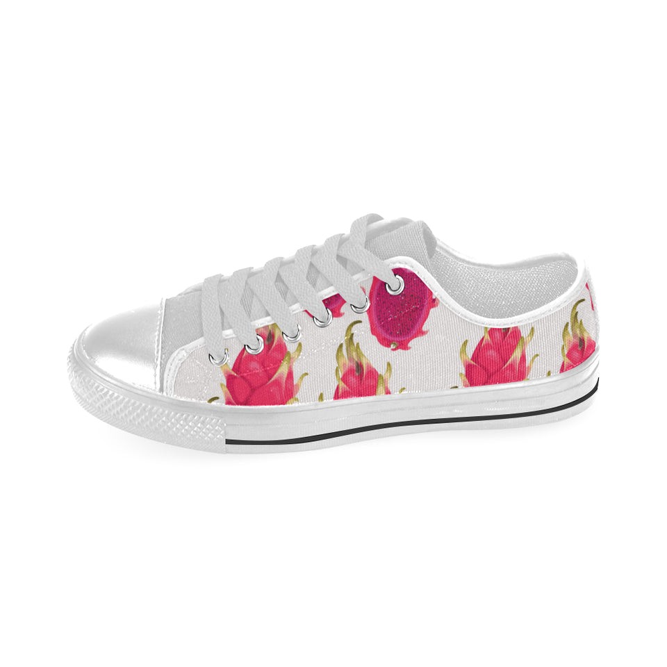 dragon fruits design pattern Men's Low Top Shoes White