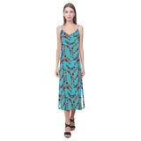 Boomerang Australian aboriginal ornament blue back V-Neck Open Fork Long Dress