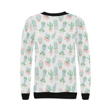 Pastel color cactus pattern Women's Crew Neck Sweatshirt