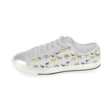 Silhouettes of goat and tree pattern Women's Low Top Canvas Shoes White