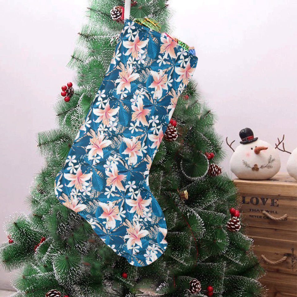 Hibiscus Pattern Print Design 02 Christmas Stocking