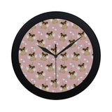 Cute unicorn pug pattern Elegant Black Wall Clock
