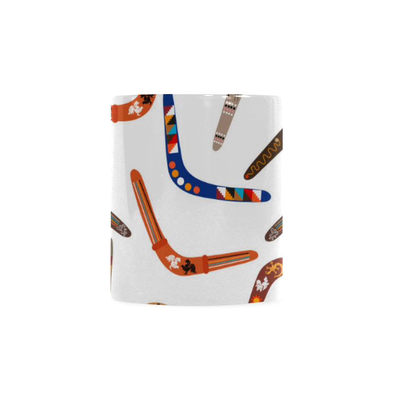 Boomerang Australian aboriginal ornament pattern Classical White Mug (Fulfilled In US)