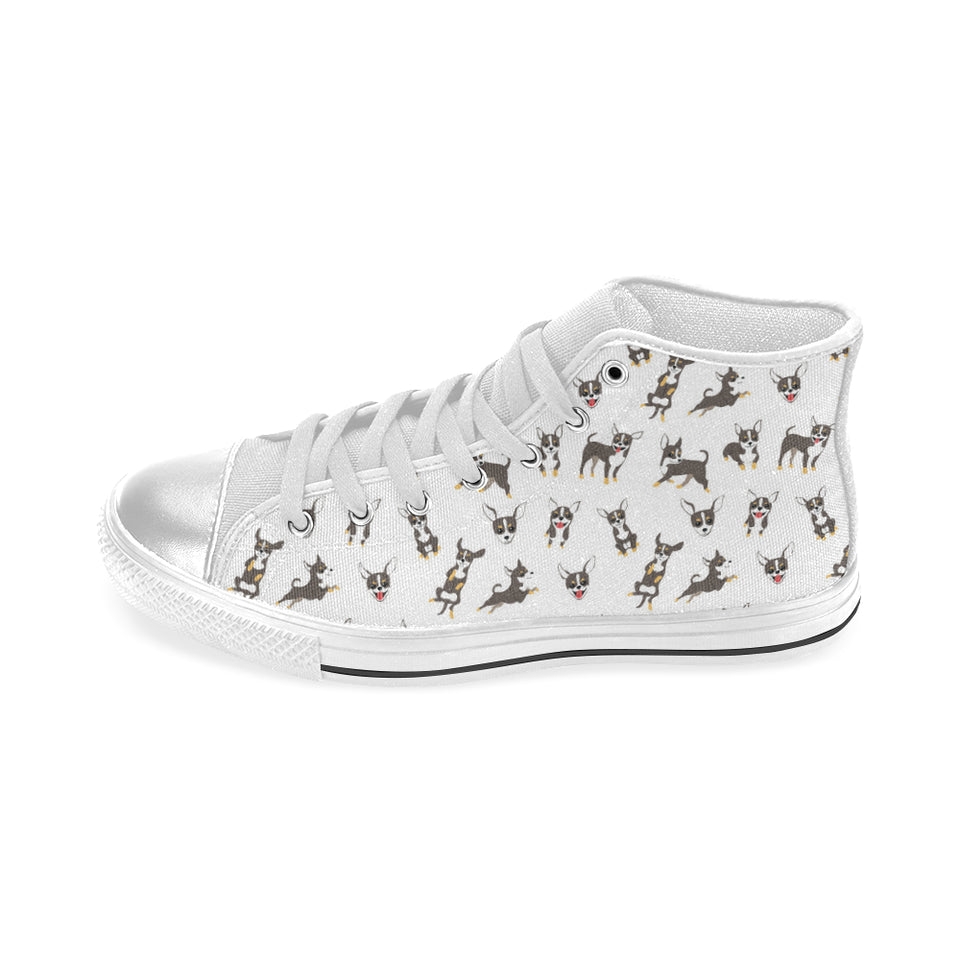 Chihuahua dog pattern Women's High Top Canvas Shoes White