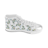Peacock feather pattern Women's High Top Canvas Shoes White