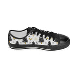 Christmas tree holly snow star pattern Kids' Boys' Girls' Low Top Canvas Shoes Black