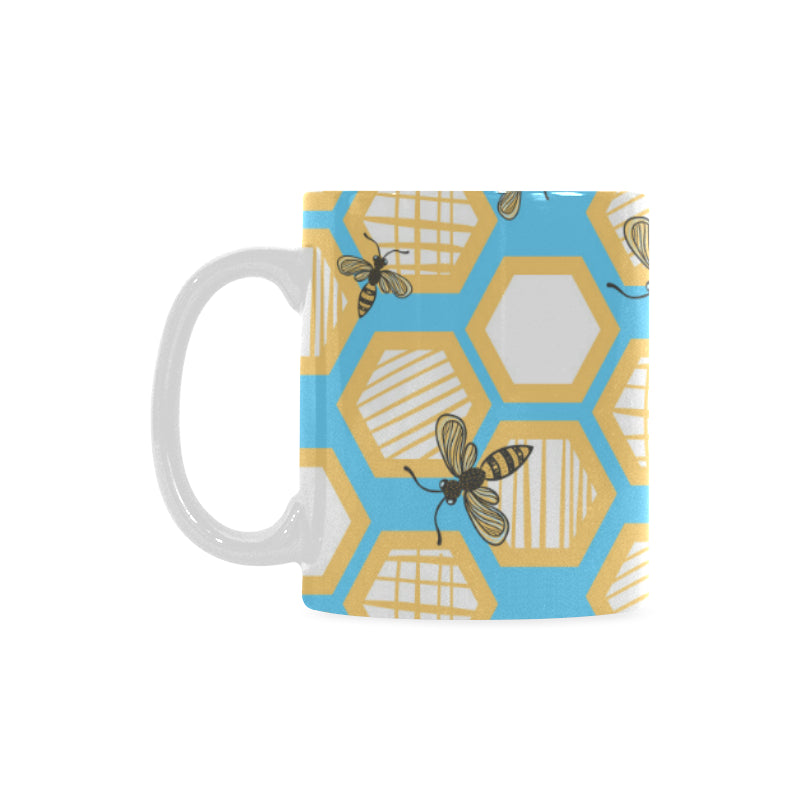 Bee honeycomb pattern Classical White Mug (Fulfilled In US)