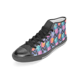 Pineapples pattern zigzag background Women's High Top Canvas Shoes Black