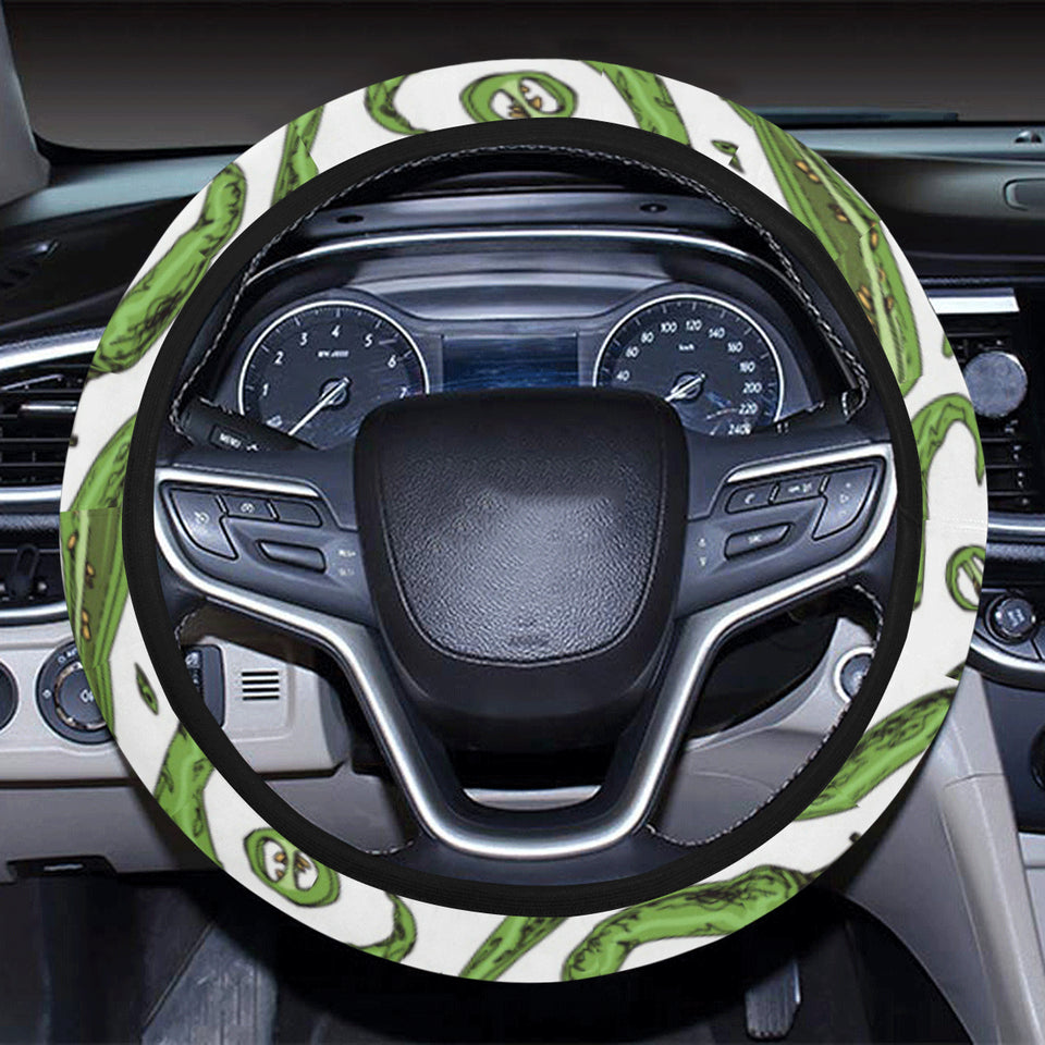 Hand drawn sketch style green Chili peppers patter Car Steering Wheel Cover