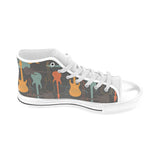 electric guitars pattern Men's High Top Canvas Shoes White